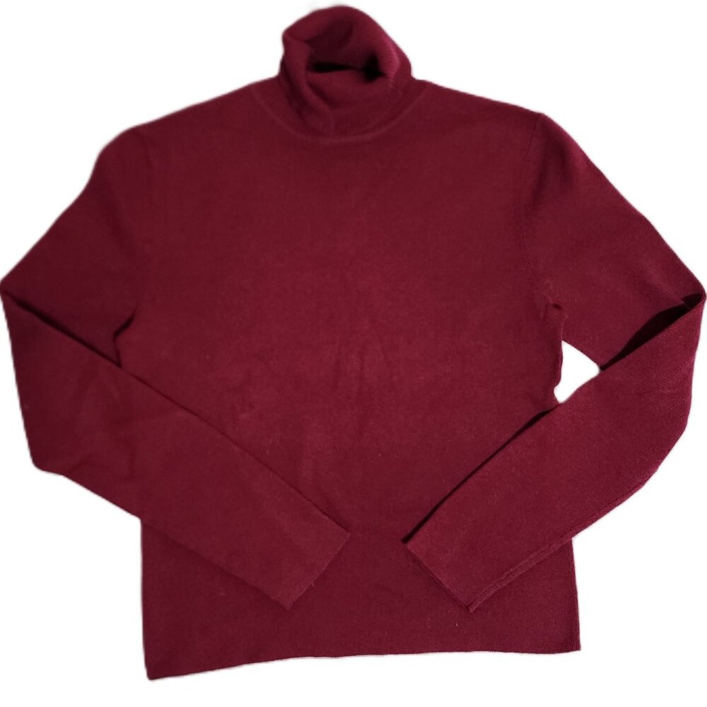 Express Womens Burgundy Fitted Knit Long Sleeve Turtleneck Size M